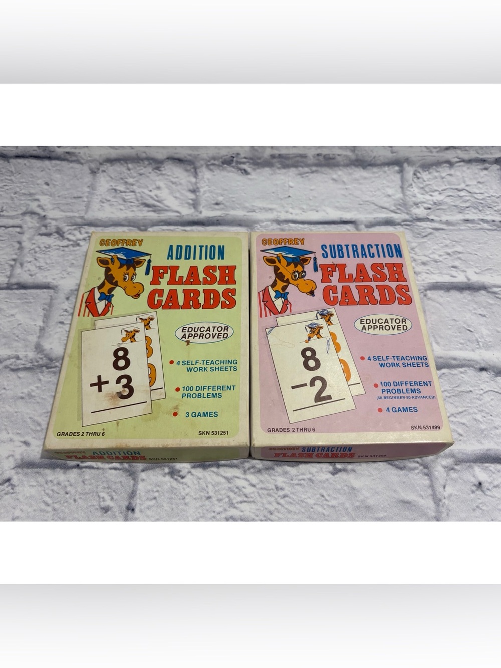 Vintage 1983 Toys R Us Geoffrey addition + subtraction flash cards